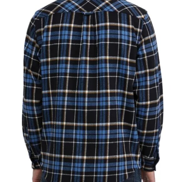 NWOT frank. by Frank And Oak Men's Flannel Shacket | Navy - Picture 3 of 10